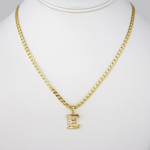 Gold Initial 'E' Pendant Necklace - Picture 1 of 1